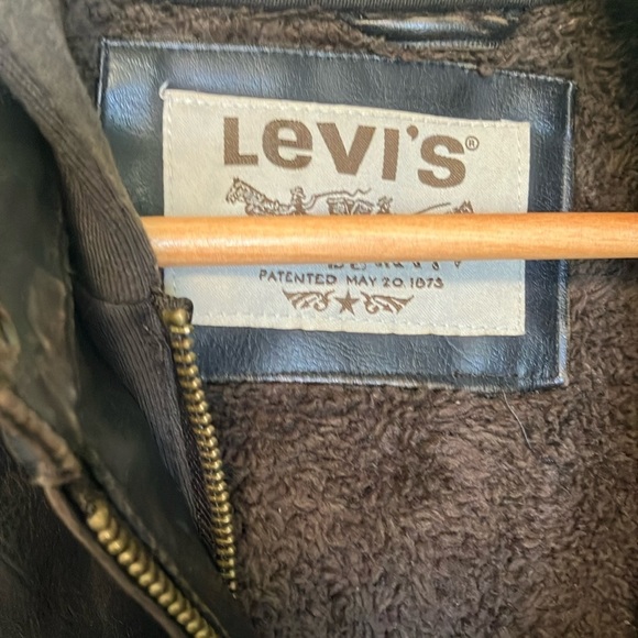 Levi's Brown Faux Leather Jacket with fleece lining and hood - Picture 2 of 6
